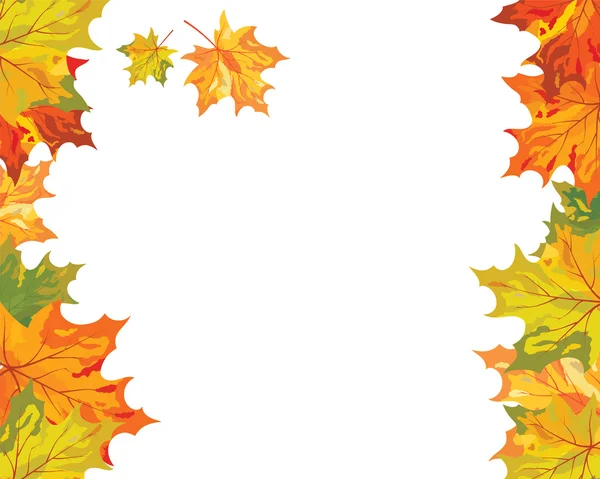 Herbstrahmen mit fallenden Ahornblättern — Stockvektor