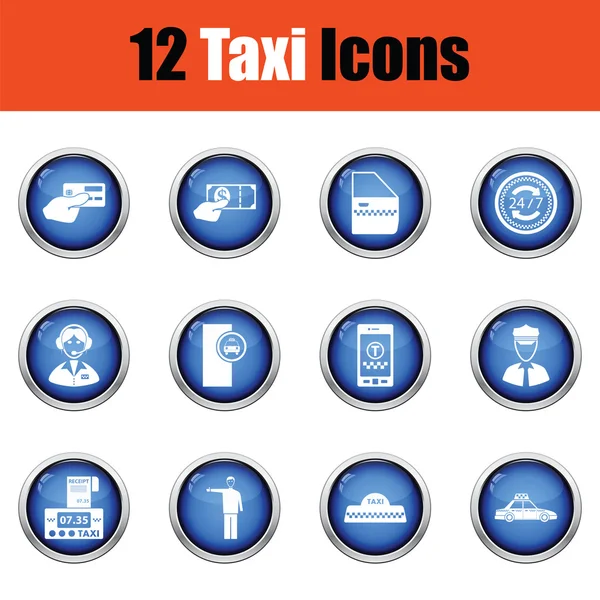 Set di dodici icone Taxi . — Vettoriale Stock
