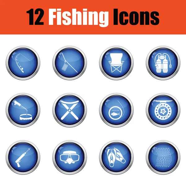 Conjunto de ícone de pesca. — Vetor de Stock