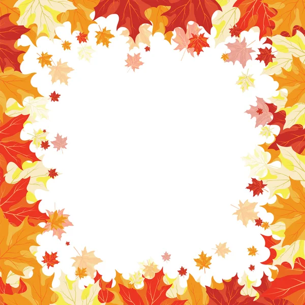 Herbstrahmen mit fallenden Ahornblättern — Stockvektor