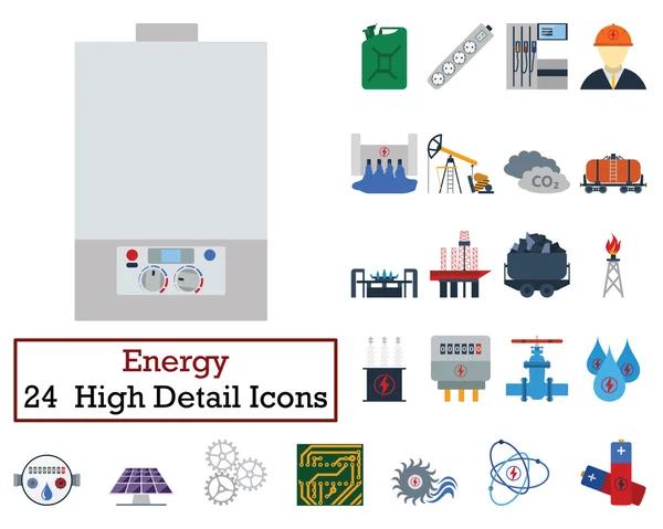 Ensemble de 24 icônes énergétiques — Image vectorielle