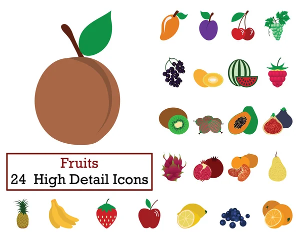 24 gyümölcsök ikonok — Stock Vector