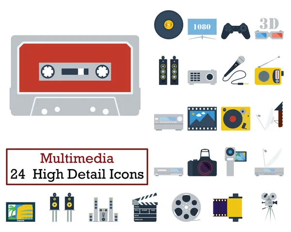 Conjunto de 24 iconos multimedia — Vector de stock