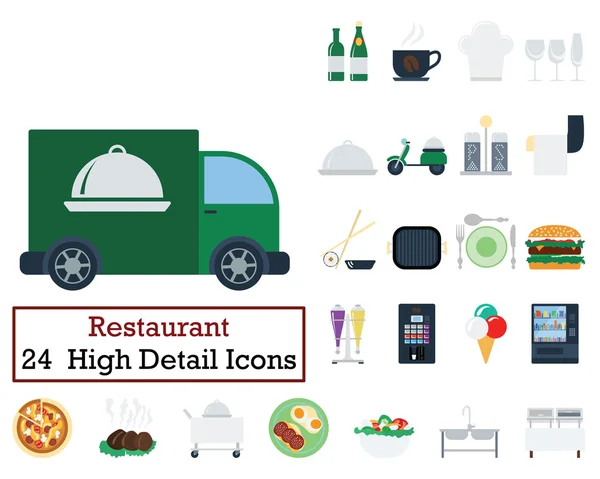 Set van 24 Restaurant pictogrammen — Stockvector