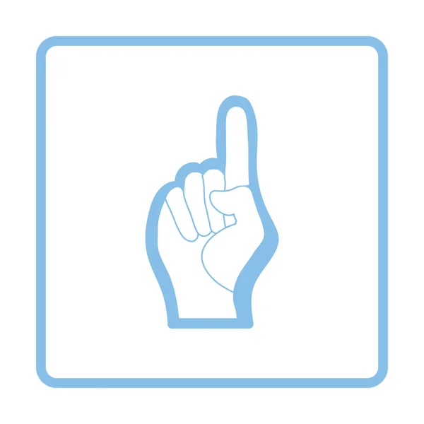 Ventilador mano de espuma con el icono de gesto número uno — Vector de stock