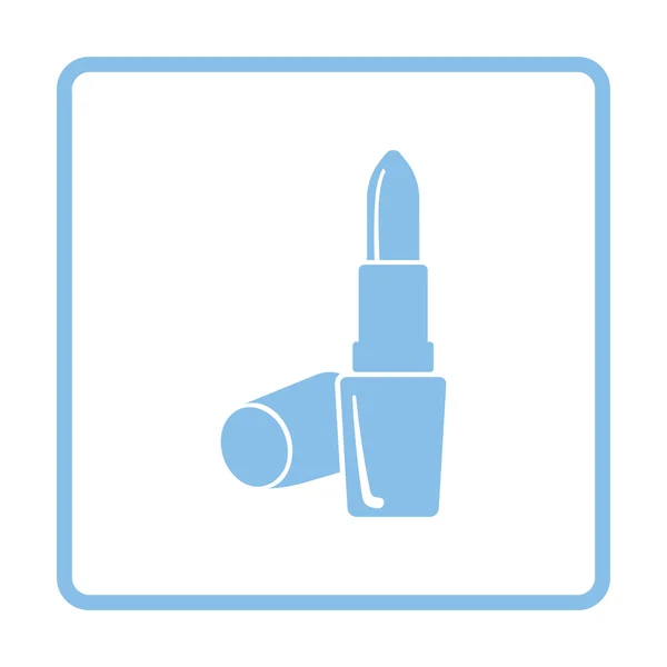 Icona del rossetto. Disegno telaio blu . — Vettoriale Stock