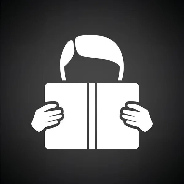 Menino leitura ícone do livro — Vetor de Stock