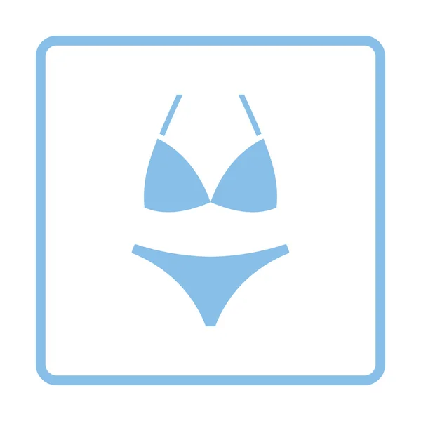 Icona del bikini. Disegno telaio blu . — Vettoriale Stock