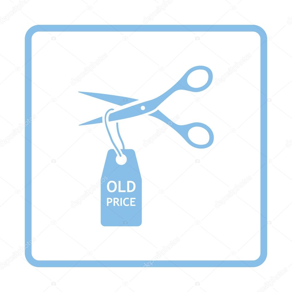 Scissors cut old price tag icon