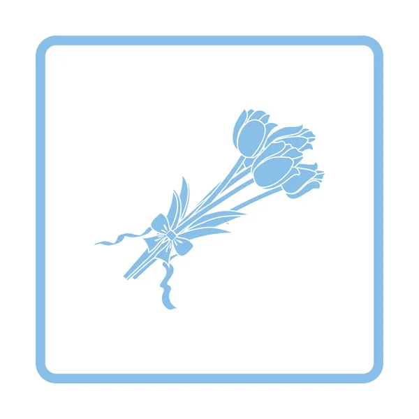 Tulipanes icono de ramo con lazo atado — Vector de stock