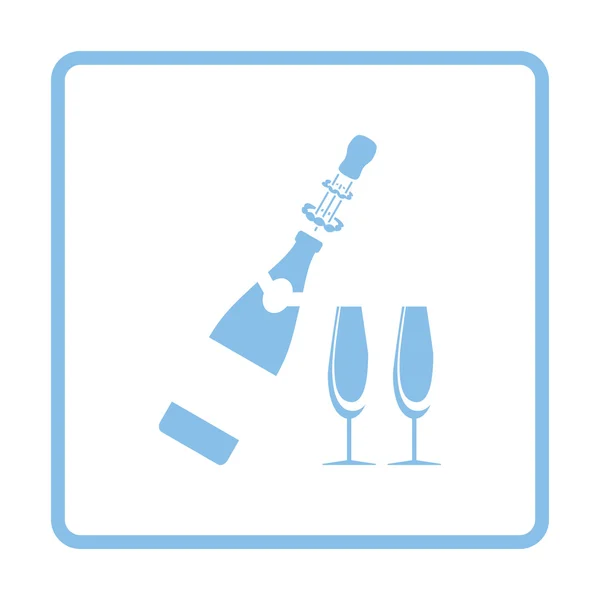 Festa Champagne e vetro Icona — Vettoriale Stock