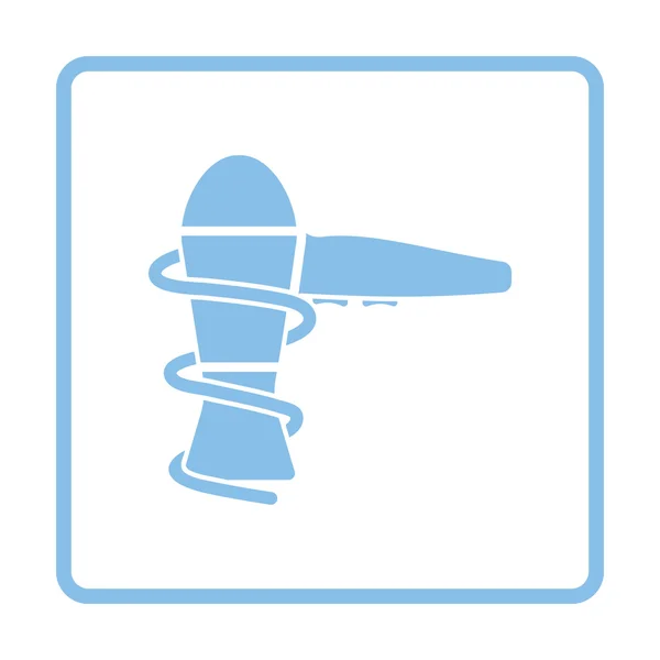 Icono del secador de pelo. Diseño de marco azul . — Archivo Imágenes Vectoriales