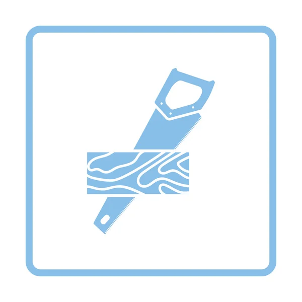 Sierra de mano cortando un icono de tablón — Archivo Imágenes Vectoriales
