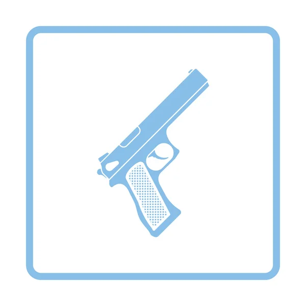 Icono de pistola. Diseño de marco azul . — Vector de stock
