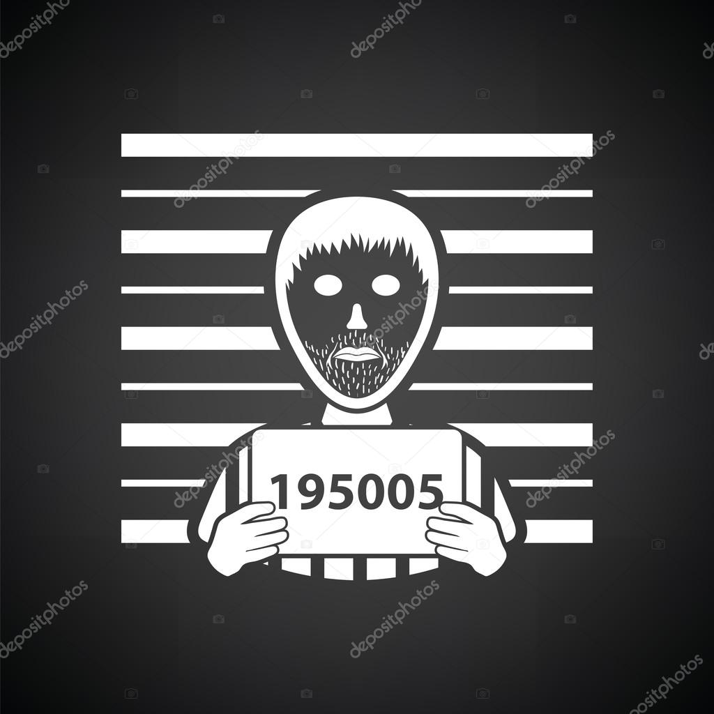 Prisoner in front of wall with scale icon