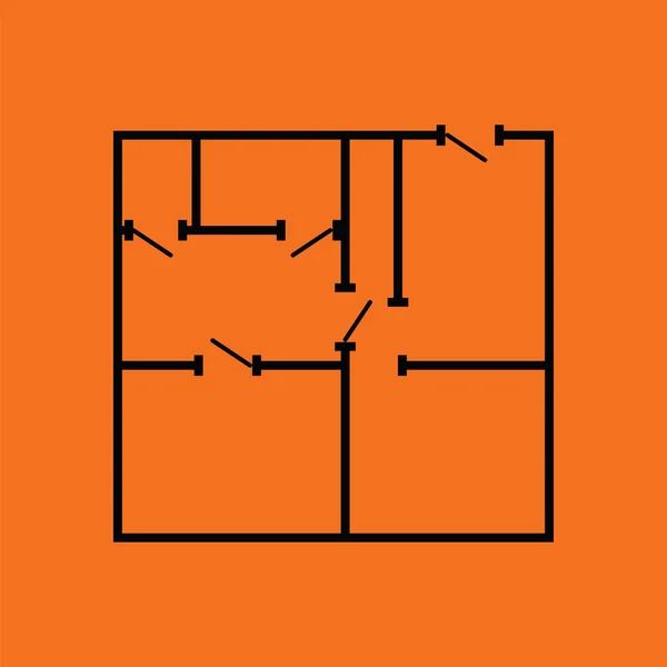 Ikone des Wohnungsgrundrisses — Stockvektor