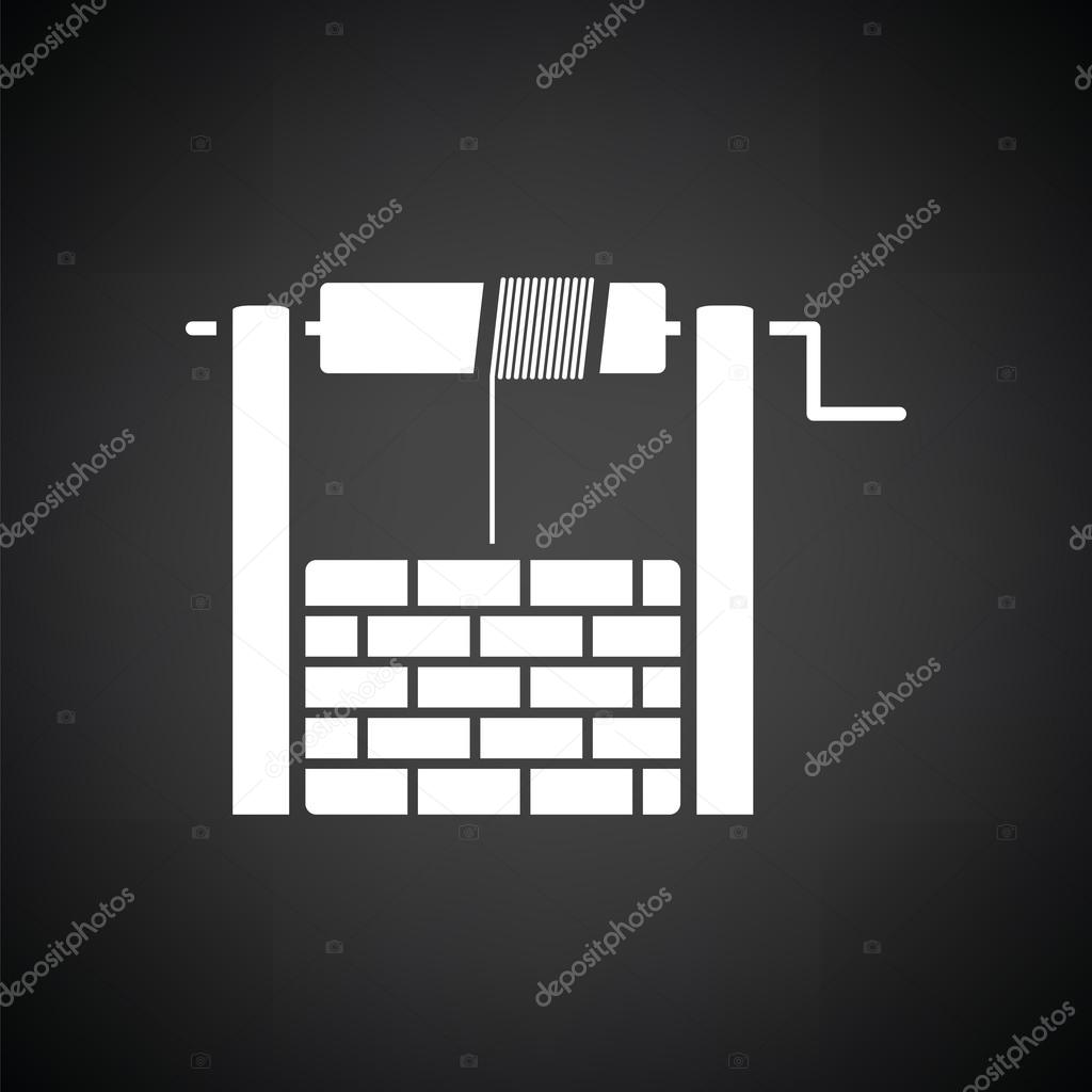 Well icon. Black background with white. Vector illustration.