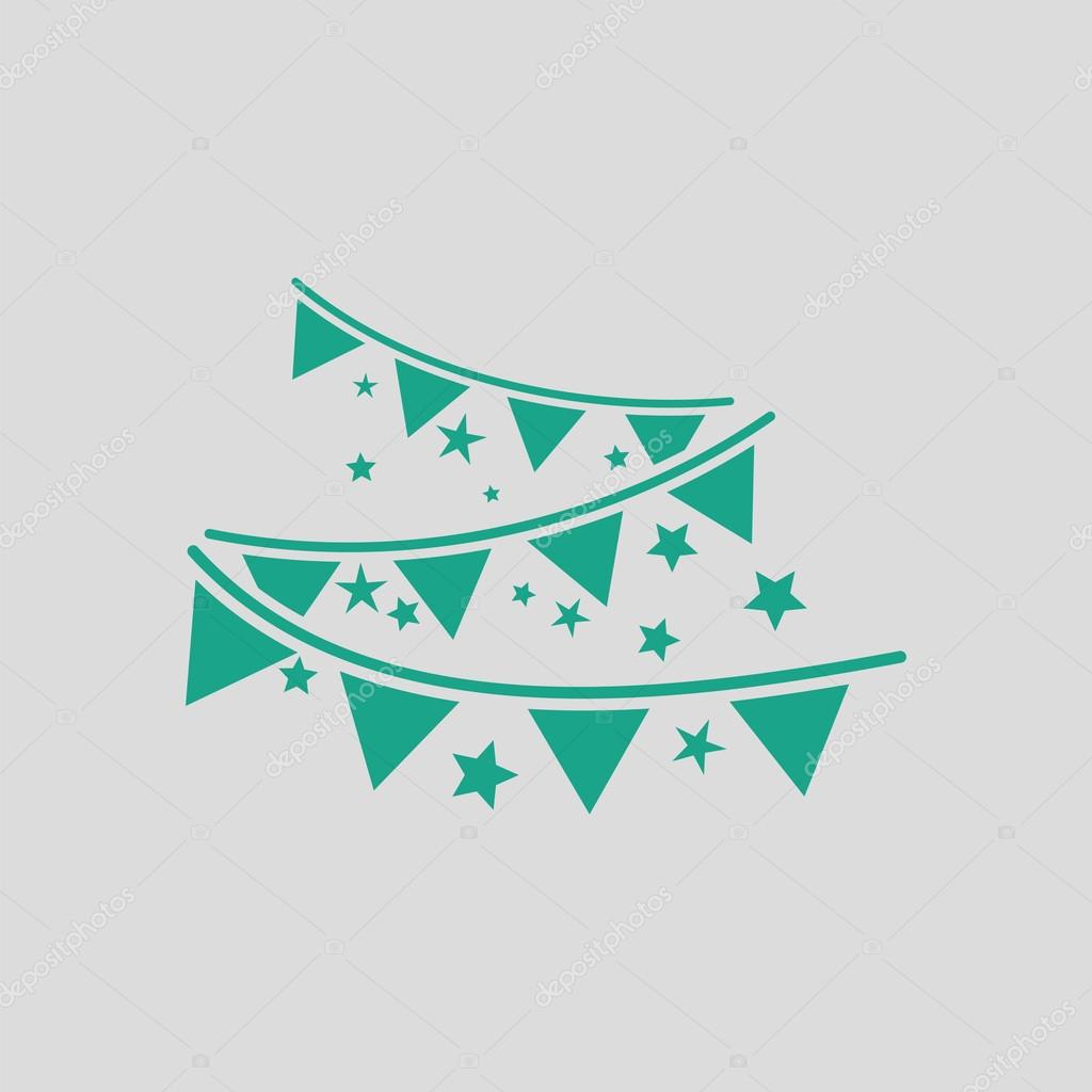 Party garland icon. Gray background with green. Vector illustration.