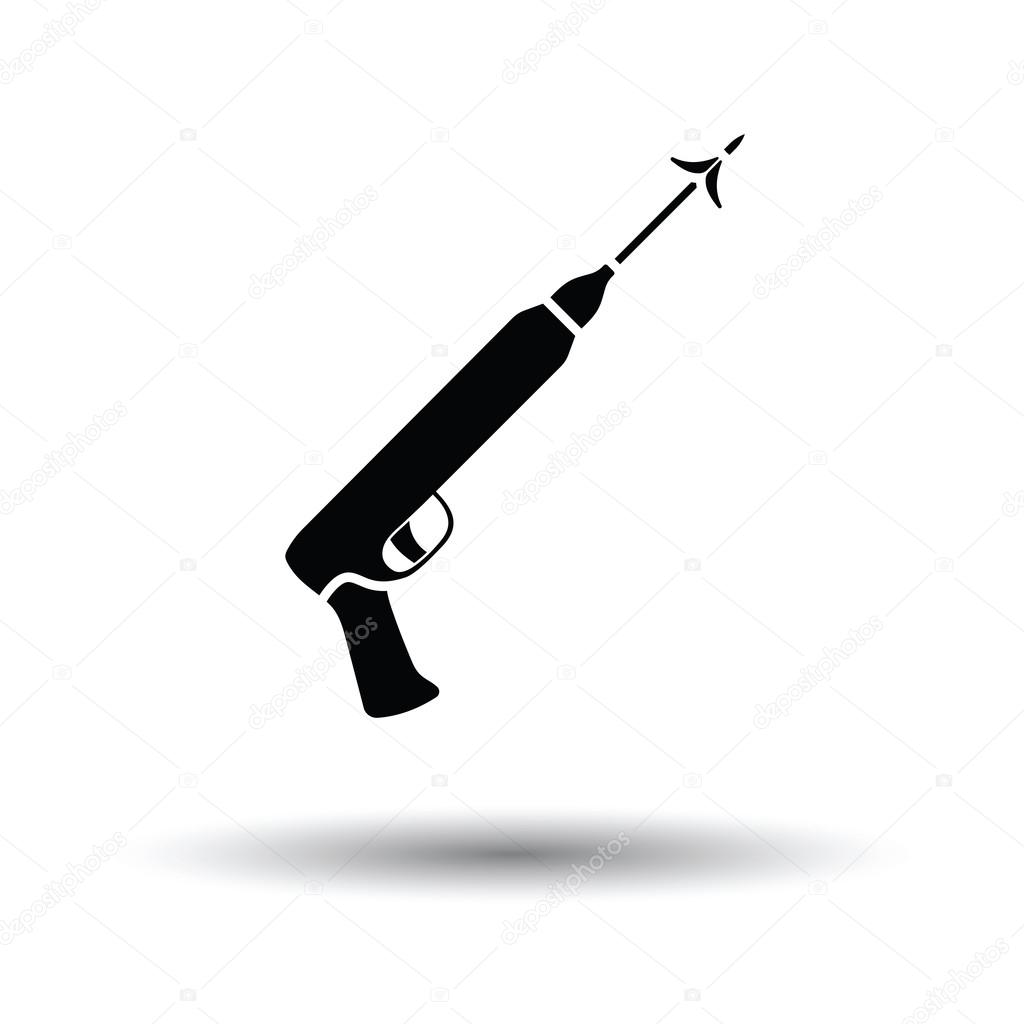 Icon of Fishing  speargun . White background with shadow design. Vector illustration.