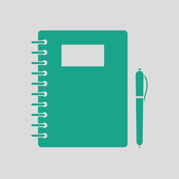 Livro de exercícios com ícone de caneta —  Vetores de Stock