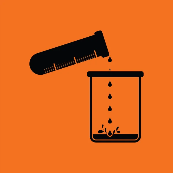 Icono de química vaso de precipitados verter líquido en frasco — Vector de stock