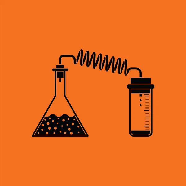 Ícone de reação química com dois frascos — Vetor de Stock