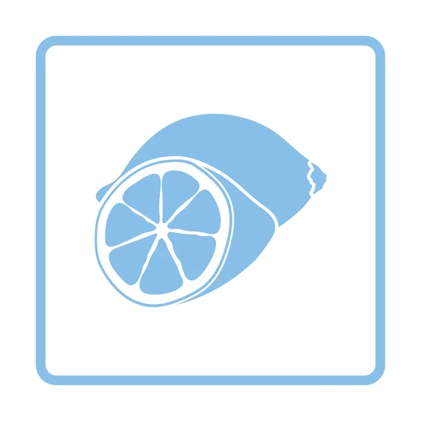 Ícone de limão. Projeto de moldura azul . — Vetor de Stock