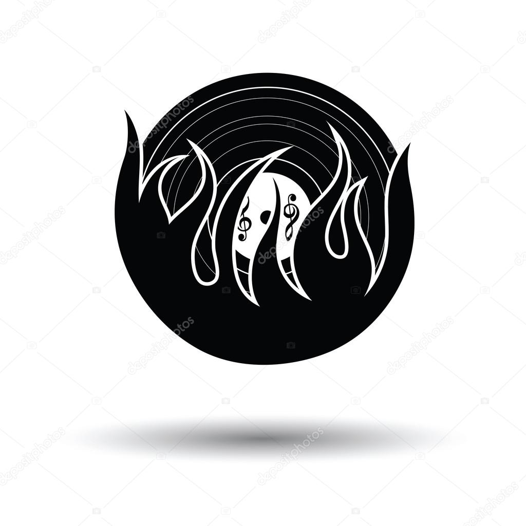 Flame vinyl icon. White background with shadow design. Vector illustration.