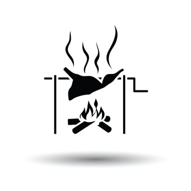 Roasting meat on fire icon clipart