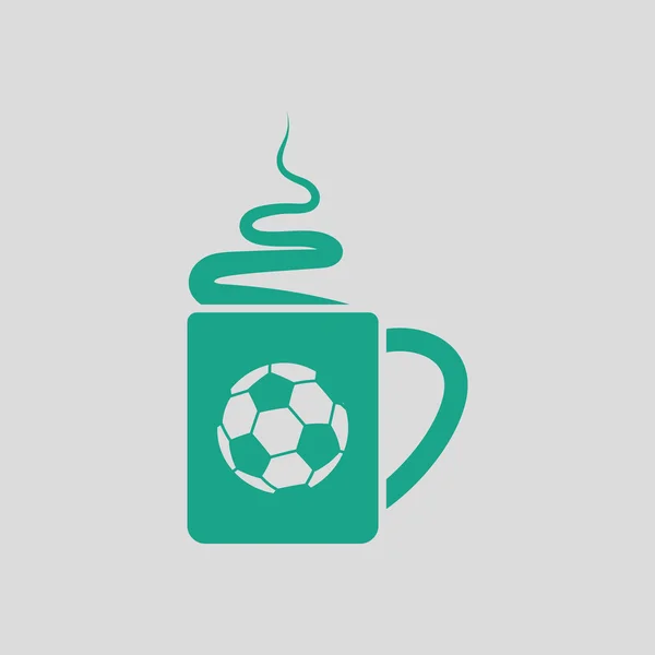 煙のアイコンとフットボール ファン コーヒー カップ — ストックベクタ