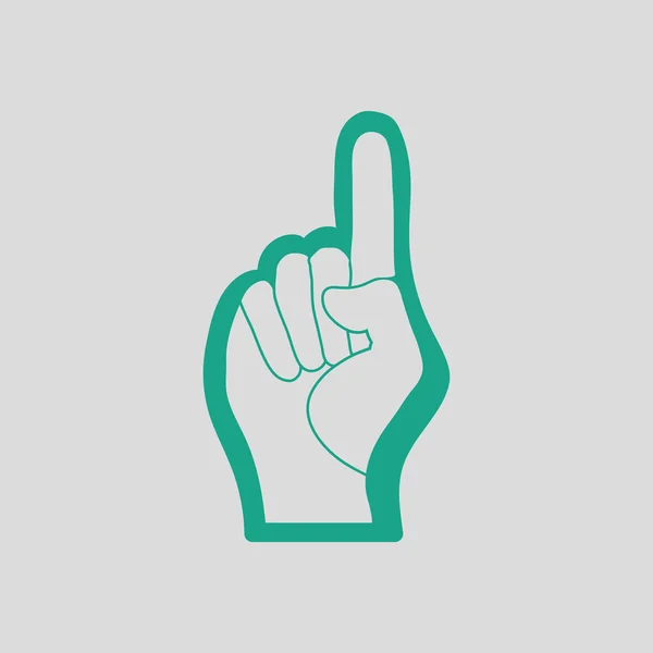 Ventilador mano de espuma con el icono de gesto número uno — Vector de stock