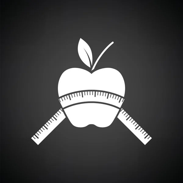 Apple with measure tape icon — Stock Vector