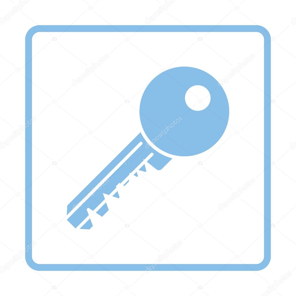 Key icon. Blue frame design. 