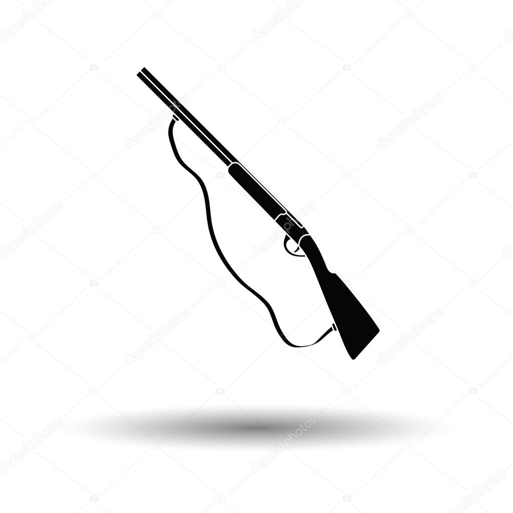 Hunting gun icon. White background with shadow design. Vector illustration.