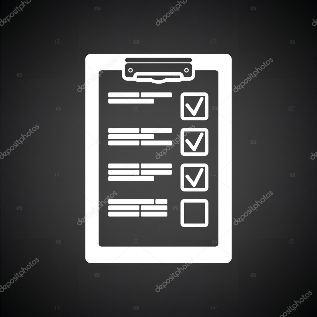 Training plan tablet icon. Black background with white. Vector illustration.