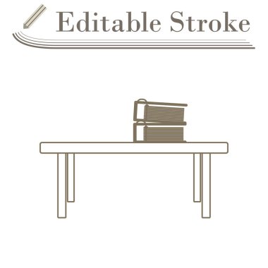 Ofis Düşük Masa Simgesi. Düzenlenebilir Basit Tasarım. Vektör İllüstrasyonu.