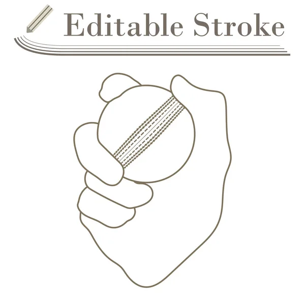 Hand Holding Cricket Ball Ikone Editierbare Stroke Simple Design Vektorillustration — Stockvektor