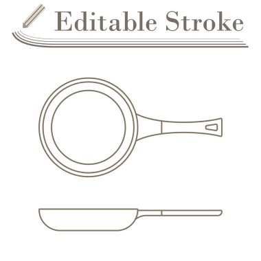 Mutfak Pan Simgesi. Düzenlenebilir Basit Tasarım. Vektör İllüstrasyonu.