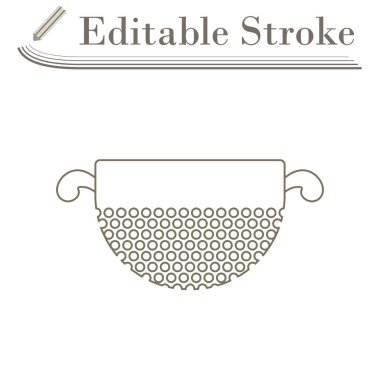 Mutfak Colander Simgesi. Düzenlenebilir Basit Tasarım. Vektör İllüstrasyonu.