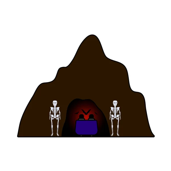 Icona Delle Grotte Spaventose Contorno Modificabile Con Disegno Riempimento Colore — Vettoriale Stock
