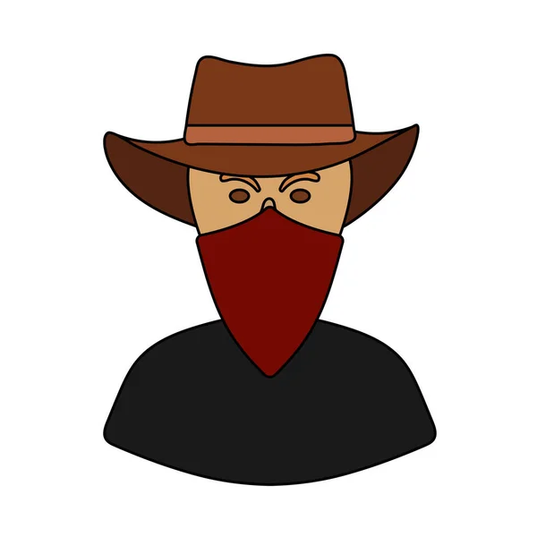 Cowboy Avec Une Écharpe Sur Icône Visage Contour Modifiable Avec — Image vectorielle