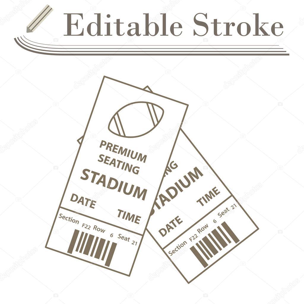 American Football Tickets Icon. Editable Stroke Simple Design. Vector Illustration.