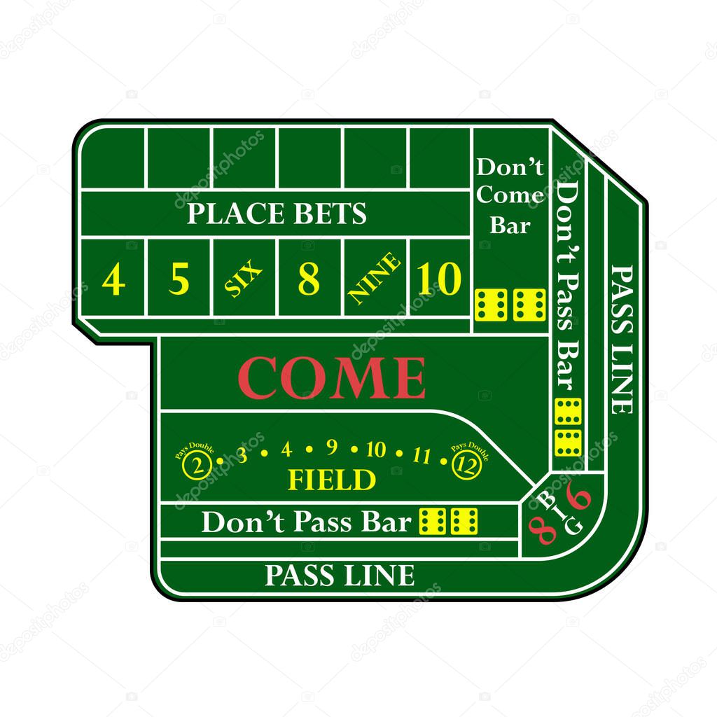Craps Table Icon. Editable Outline With Color Fill Design. Vector Illustration.