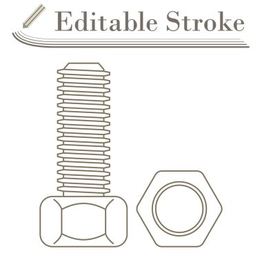 Bolt ve Nut ikonu. Düzenlenebilir Basit Tasarım. Vektör İllüstrasyonu.