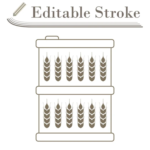 Beczka Symbolami Pszenicy Ikona Edytowalny Stroke Simple Design Ilustracja Wektora — Wektor stockowy