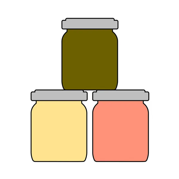 Ikona Szklanych Słoików Edytowalny Zarys Projektu Kolorowym Wypełnieniem Ilustracja Wektora — Wektor stockowy