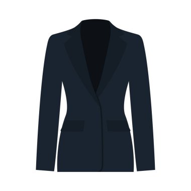 İş kadını Takım Elbisesi Simgesi. Düz Renk Tasarımı. Vektör İllüstrasyonu.