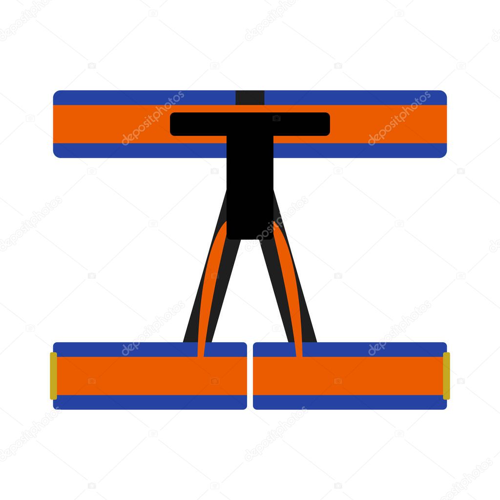 Alpinist Belay Belt Icon. Flat Color Design. Vector Illustration.