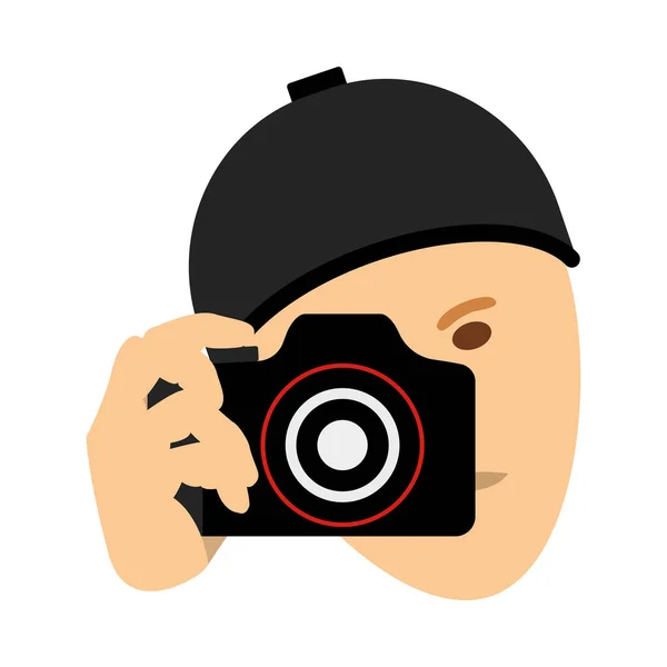 Detective Con Icono Cámara Diseño Color Plano Ilustración Vectorial — Vector de stock