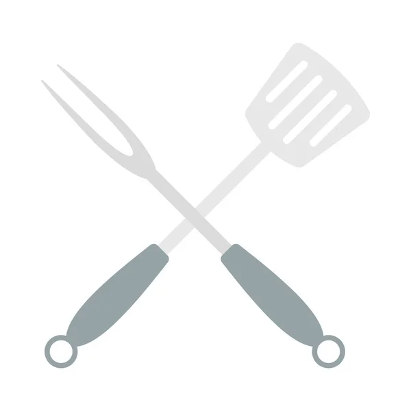 Crossed Frying Spatula Fork Icon Flat Color Design Vector Illustration — Stock Vector